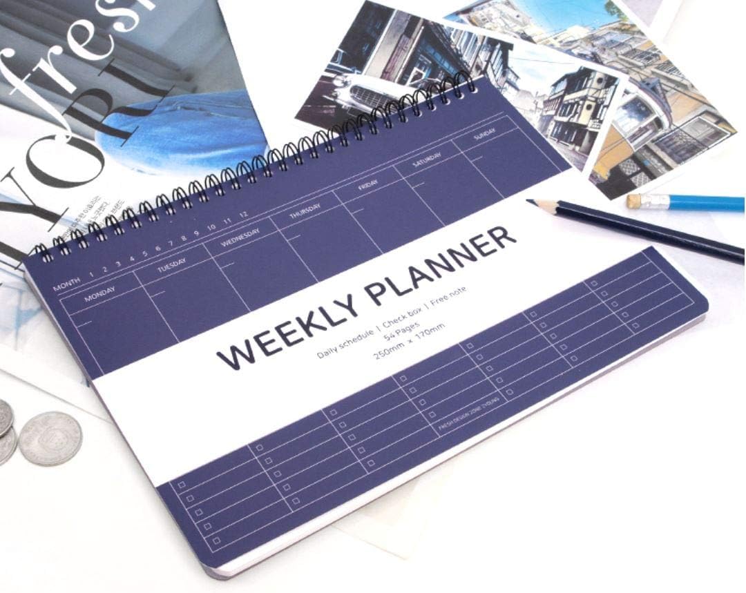 Elite Check Weekly Planner - Wirebound Undated Weekly & Daily Scheduler, Check Box, Free Note / 250 x 170 mm (Navy) - Image 3