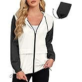 American Trends Lightweight Rain Jacket Women with Hood Packable Waterproof Rain Coats Womens Colorblock Anorak Windbreaker