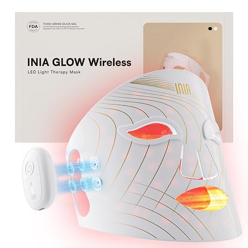 INIA Red Light Therapy Mask for Face, Glow Wireless LED Face Mask Light ...