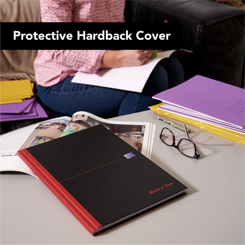 Oxford Black n' Red A4 Notebook, Hardback Casebound, Lined, 192 pages (Pack of 3) - Image 4