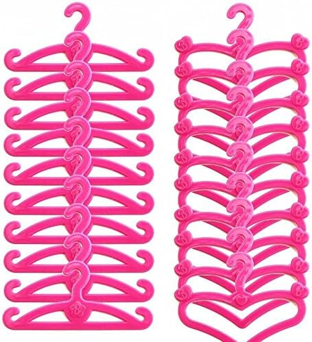 Eting 50 Pcs Pink Plastic Little Hangers For Girl Doll Dress Clothes Gown Doll Clothes Accessories