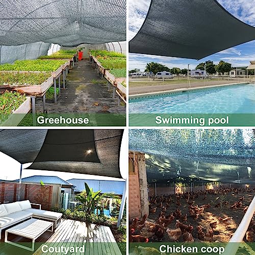 Garden Shade Cloth, 20 x 10 Ft 55% Plant Shade Cloth for Greenhouse Plants Outdoor, Remiawy Sun Shade Cover Sunblock Net Black Mesh Tarp Fabric with Grommets for Patio Pergola Canopy Chicken Coop