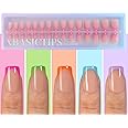 Misssix XBASICTIPS French Tip Press On Nails, 150 Pcs Short Square French Gel Nail Tips, Soft Gel Pre-shaped No File Need Fake Nails for Nail Art DIY Extension Designs, 15 Sizes