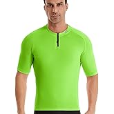 Wulibike Cycling Jersey Men Short Sleeve, Road Bike Jerseys Half Zipper with Pockets, Bicycle Clothing Breathable Quick Dry Green XL