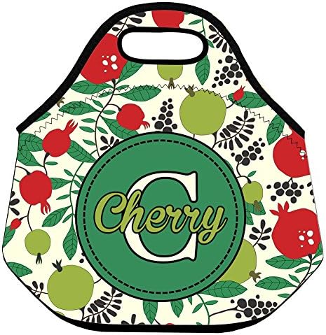 Personalized Lunch Tote Bag Colorful Fruits Pattern Lunch Tote Neoprene Picnic Bag Custom Name on Lunch Tote for Adults Women Men Travel Bag Modern Lunch Bag for Kids Back to School