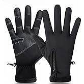 Men and Women’s 5-Layer Thermal Insulated Waterproof Windproof Warm Winter Snow Gloves with Zipper, Touchscreen Compatible for Skiing Hiking Cycling Running -10℉ Cold Weather