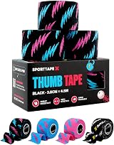 SPORTTAPE 3 Rolls Weightlifting Thumb Tape Punk 3.8cm x 4.5m view 1