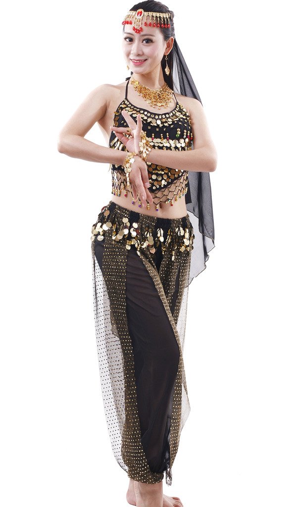 Women Belly Dancer Halloween Costumes and Accessories Outfits Egyptian Style Black