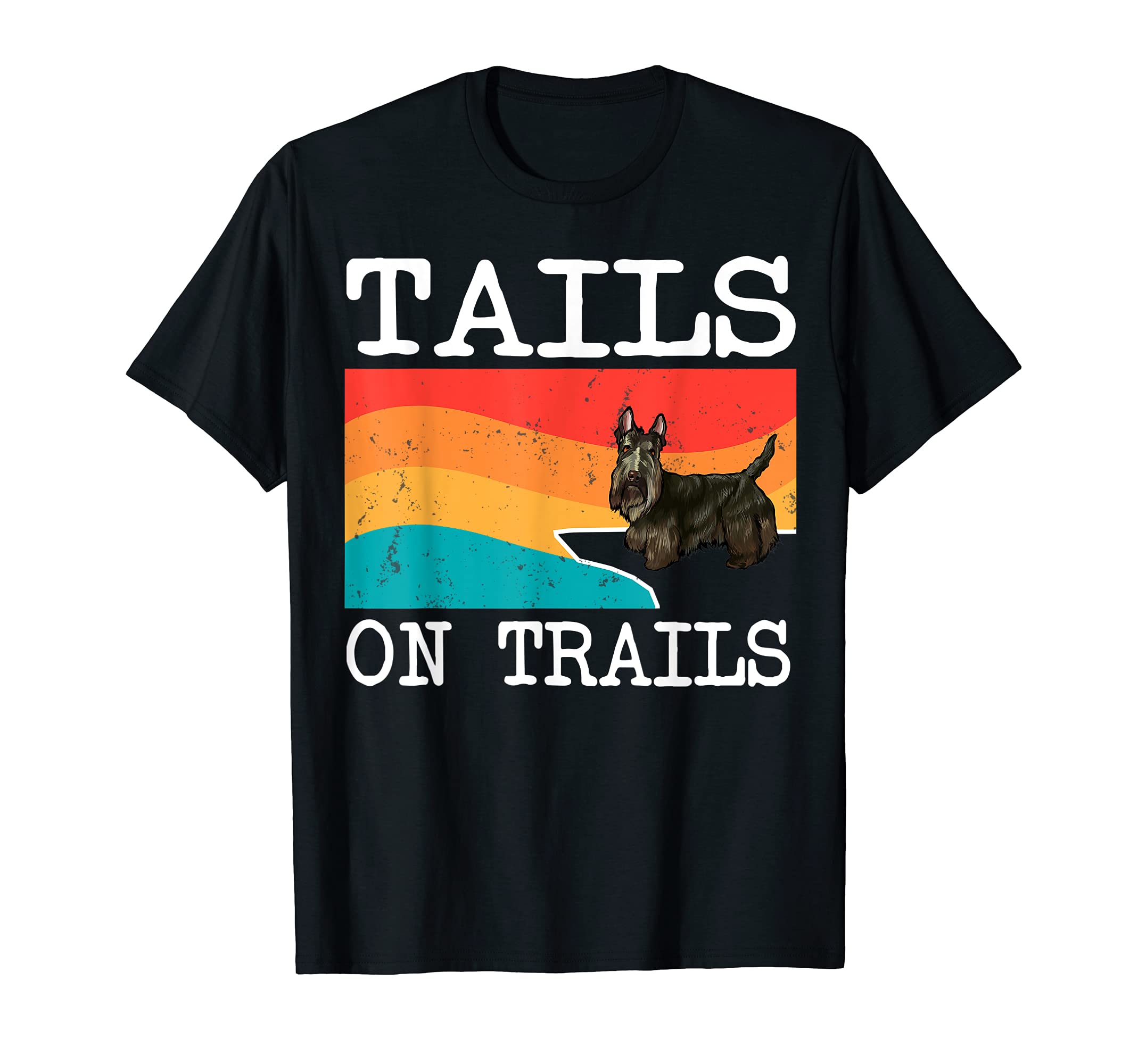 Tails On Trails Scottish Terrier Dog Funny Hiking T-Shirt