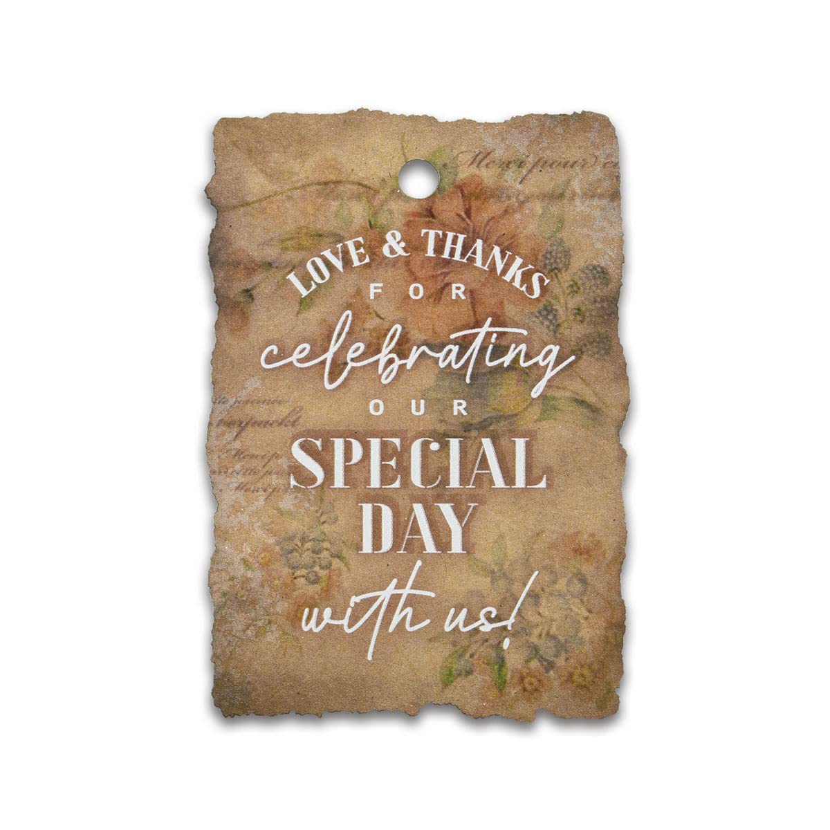Summer-Ray 50pcs Torn Edge Love & Thanks for Celebrating Our Special Day with Us Vintage Wedding Gift Tags
