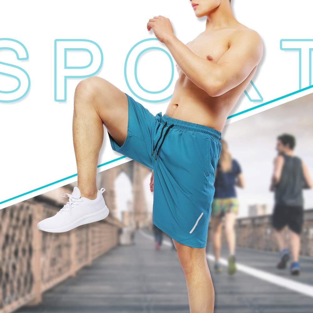 Tesuwel Men's Workout Running Shorts Quick Dry Athletic Sports Gym Shorts with Zip Pockets: Clothing