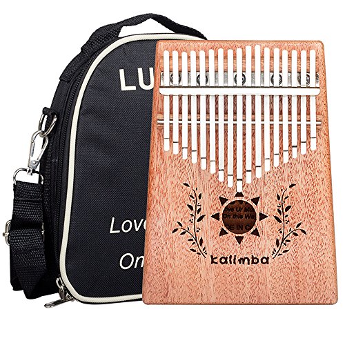 Luvay 17 keys kalimba with bag, thumb piano mbira (solid mahogany…