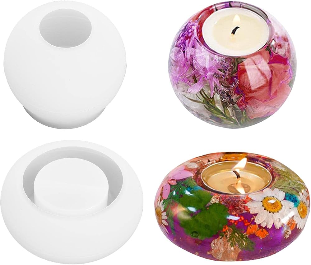 Erthree 2pcs Tealight Candle Holder Silicone Moulds for DIY Craft Decor