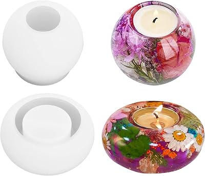Erthree 2pcs Tealight Candle Holder Silicone Moulds for DIY Craft Decor