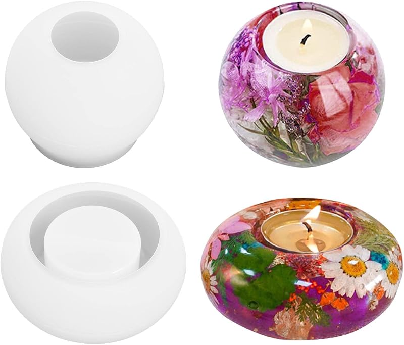 Erthree 2pcs Tealight Candle Holder Silicone Moulds for DIY Craft Decor