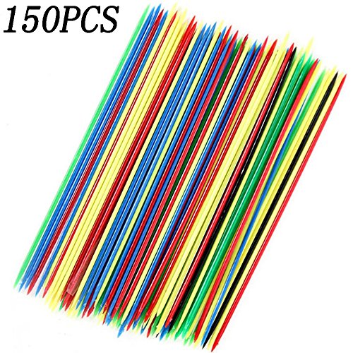 150PCS Plastic Mini Colorful Thin Pick Up Sticks for Fun Family Parent-Child Games 6.3Inch Long