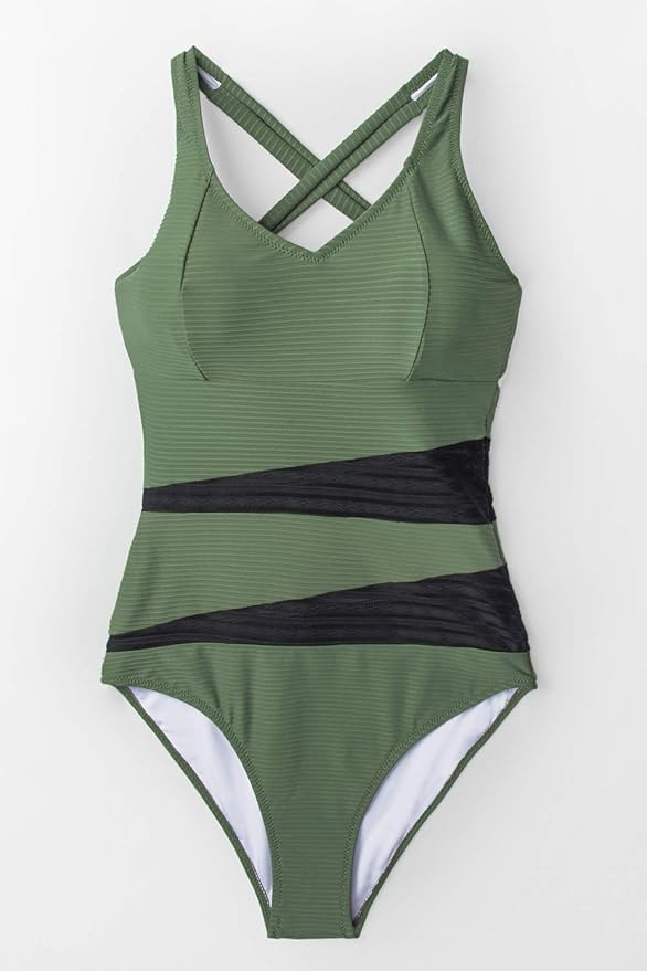 army green bathing suit top