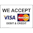 ComplianceSigns.com We Accept [ Visa, Mastercard ] Debit & Credit Sign, 10x7 in. Plastic for Dining/Hospitality/Retail