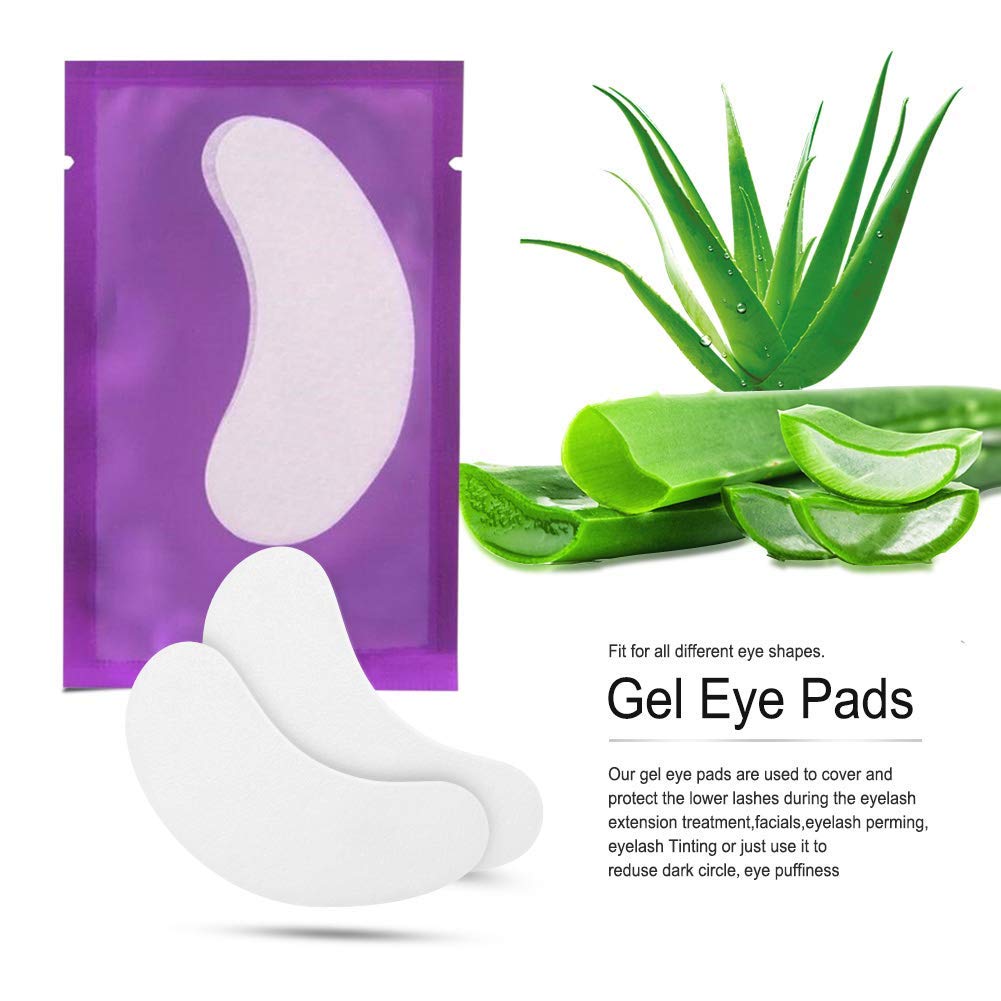 100 Pairs Eyelash Extension Gel Patches, Lash Extensions Lint Free Hydrogel Under Eye Pads Beauty Eye Mask supplies(purple): Beauty