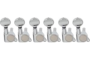 Musiclily 6 inline Sealed Guitar Tuners Tuning Pegs Keys Machine Heads Set for Strat Tele Electric Guitar Replacement,Kidney Button Chrome