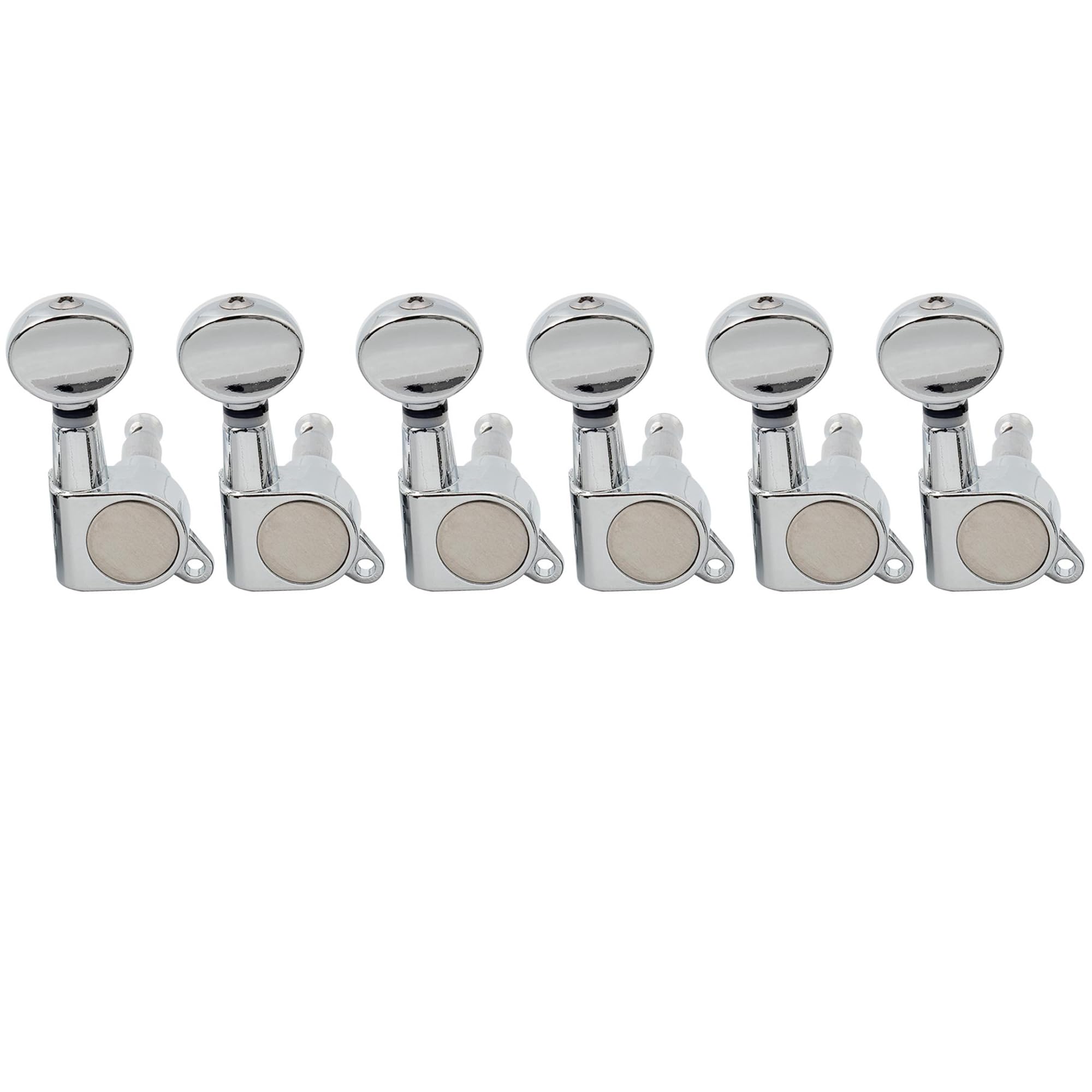 Musiclily 6-in-line Sealed Guitar Tuners Tuning Pegs Keys Machine Heads Set for Fender Strat Tele Electric Guitar, Kidney Button Chrome