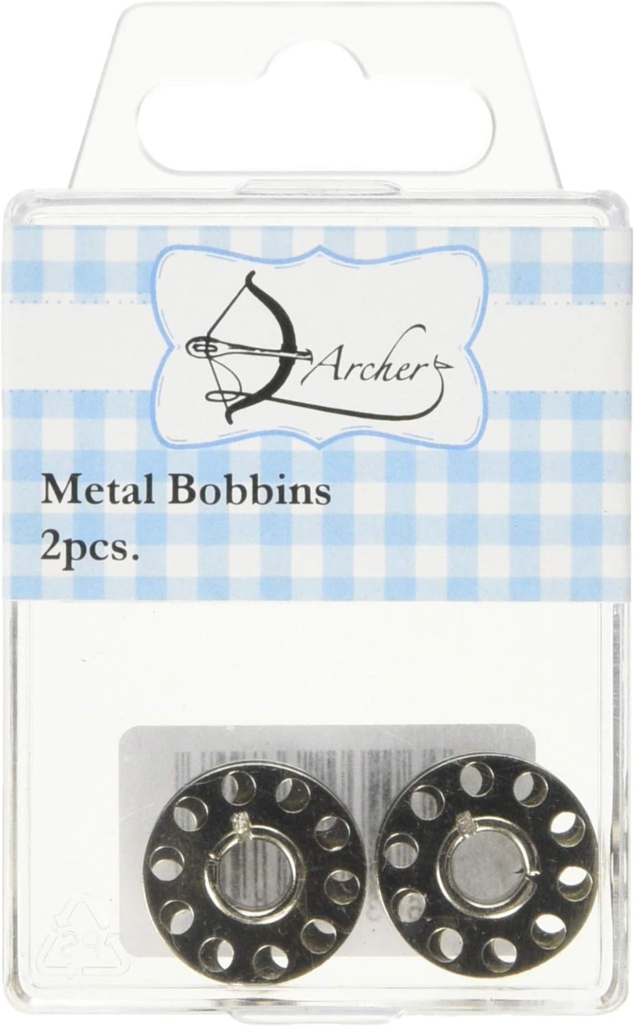 Archer AR1037 Metal Bobbins 2pcs, Silver, 10 x 6 x 1 cm
