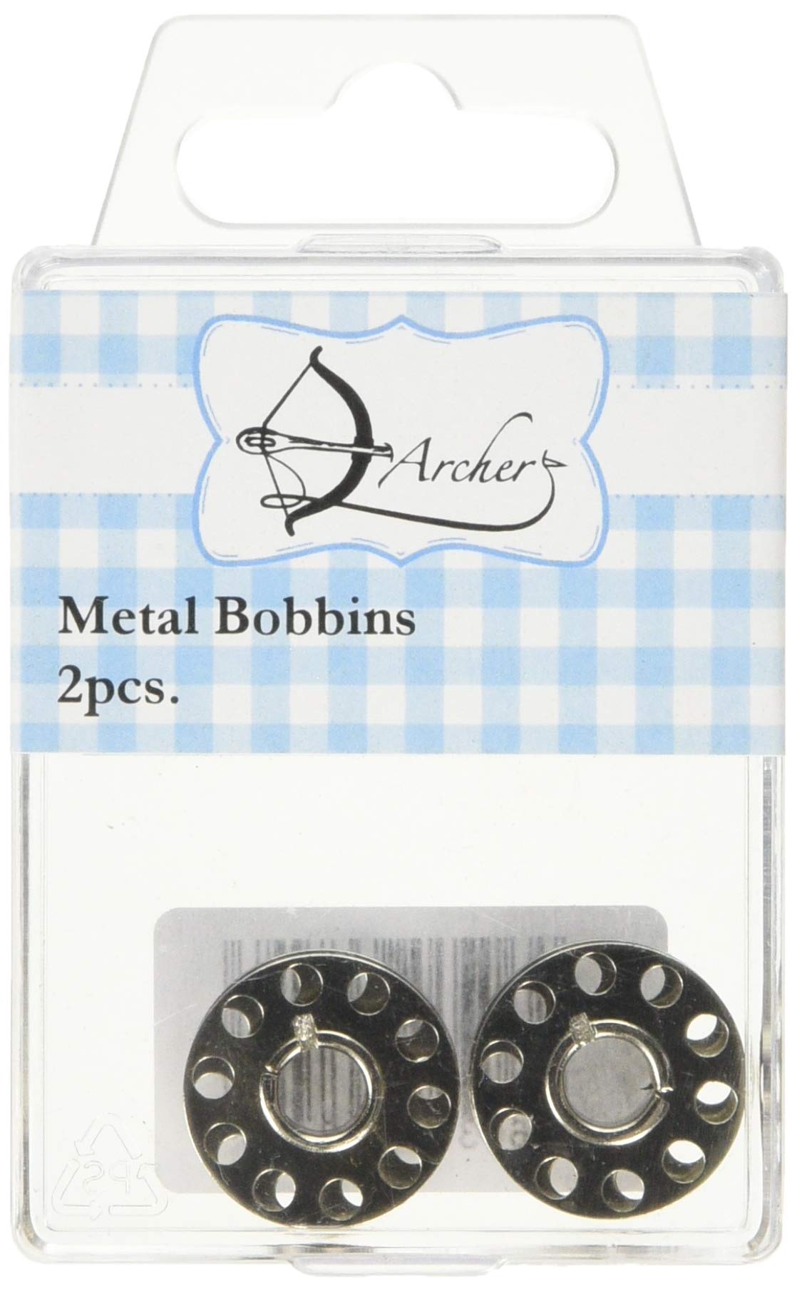Archer AR1037 Metal Bobbins 2pcs, Silver, 10 x 6 x 1 cm