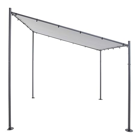 Terrassenüberdachung/Pavillon | Grau | 285 x 220 x 310 x 295 cm (HxHxLxB) | SORARA | Gartenzelt