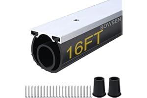 BOWSEN Heavy-Duty U+O Ring Universal Garage Door Bottom Seals Weatherstrip Weather Stripping Rubber with Aluminum Track Retainer Kit, Black (16FT, 1-5/8" Width)