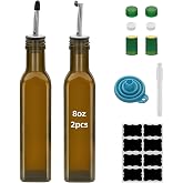 eispap Brown with scale 8 oz Olive Oil Dispenser Bottle,250 ml Glass Oil and Vinegar Dispenser Set with Pourers and Funnel ，Oil Bottles for Kitchen Large capacity oil bottles (2)