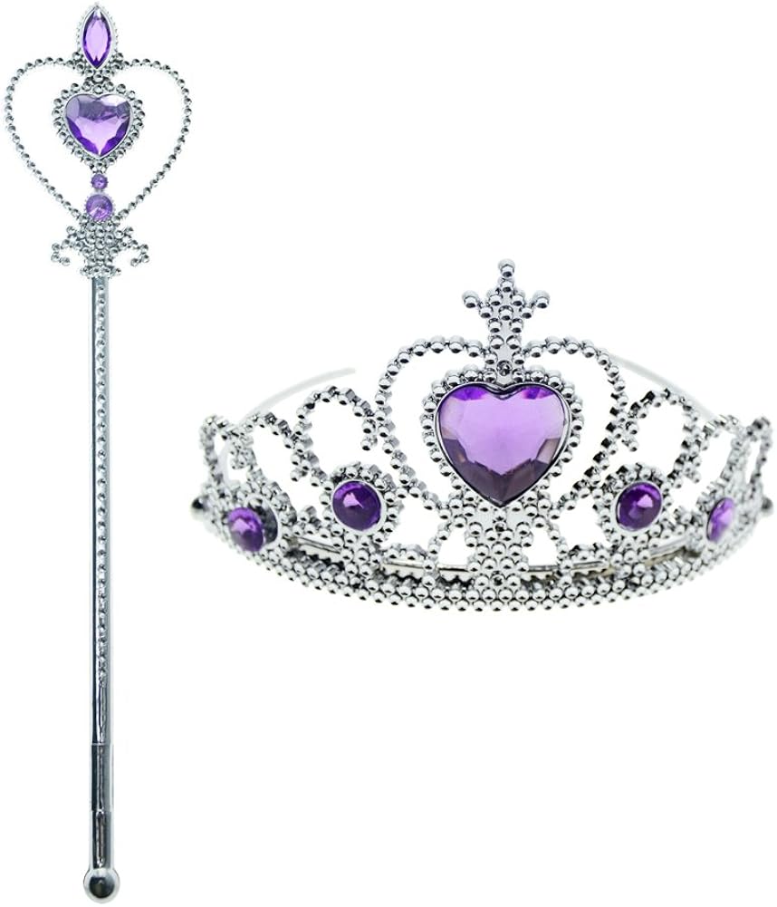 Little Girls Mermaid Princess Costume Dress for Girls Dress Up Party with Crown Mace 4-12 Years: Clothing