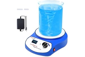 LVDALAB 2200RPM LCD Digital Magnetic Stirrer with 2 Stir Bars, 3000ml Stainless Steel Magnetic Mixer, Lab Stirrers Mini Magnetic Stir Plate