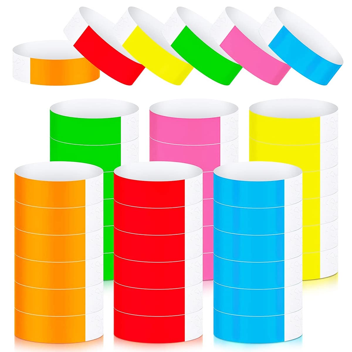 WANGCL 600 Pack Multicolor Paper Wristbands for Events Variety Neon Wrist Bands Lightweight Concert Wristbands Colored Waterproof Hand Bands for Party