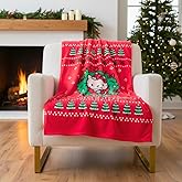 Franco Collectibles Sanrio Hello Kitty Ugly Sweater Christmas Blanket, Super Soft Holiday Cozy Plush, 70 in x 50 in, (Officially Licensed Product)