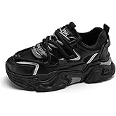 Kpdwfms Leather Chunky Platform Sneakers for Men: Dad - Inspired, Comfort - Focused, Non - Slip. Great for Casual Wear and Active Lifestyles.