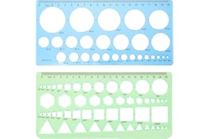 Circle Template Circle Stencils for Drawing 2pcs Geometric Stencils Drafting Stencils Measuring Tools Template Ruler for Offi