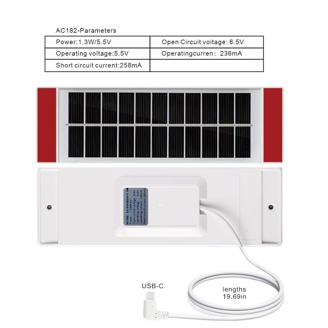 Photo 1 of 1pcs Solar Panel 1.3W5.5V, Suitable for Electric Blinds Smart Blinds, USB-C Plug Mobile Solar Power Generation, Installed on Window Solar Power Panel