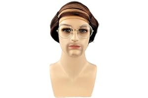 Watayo Gold Old Men Wig Bald Wig- Old Man Comb Over Wig with Glasses- Fluffy Bald Head Halloween Costume Cosplay Wigs for Costume Party Supplies