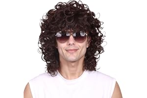 FantaLook Short Curly Brown Halloween Cosplay Wig for Men