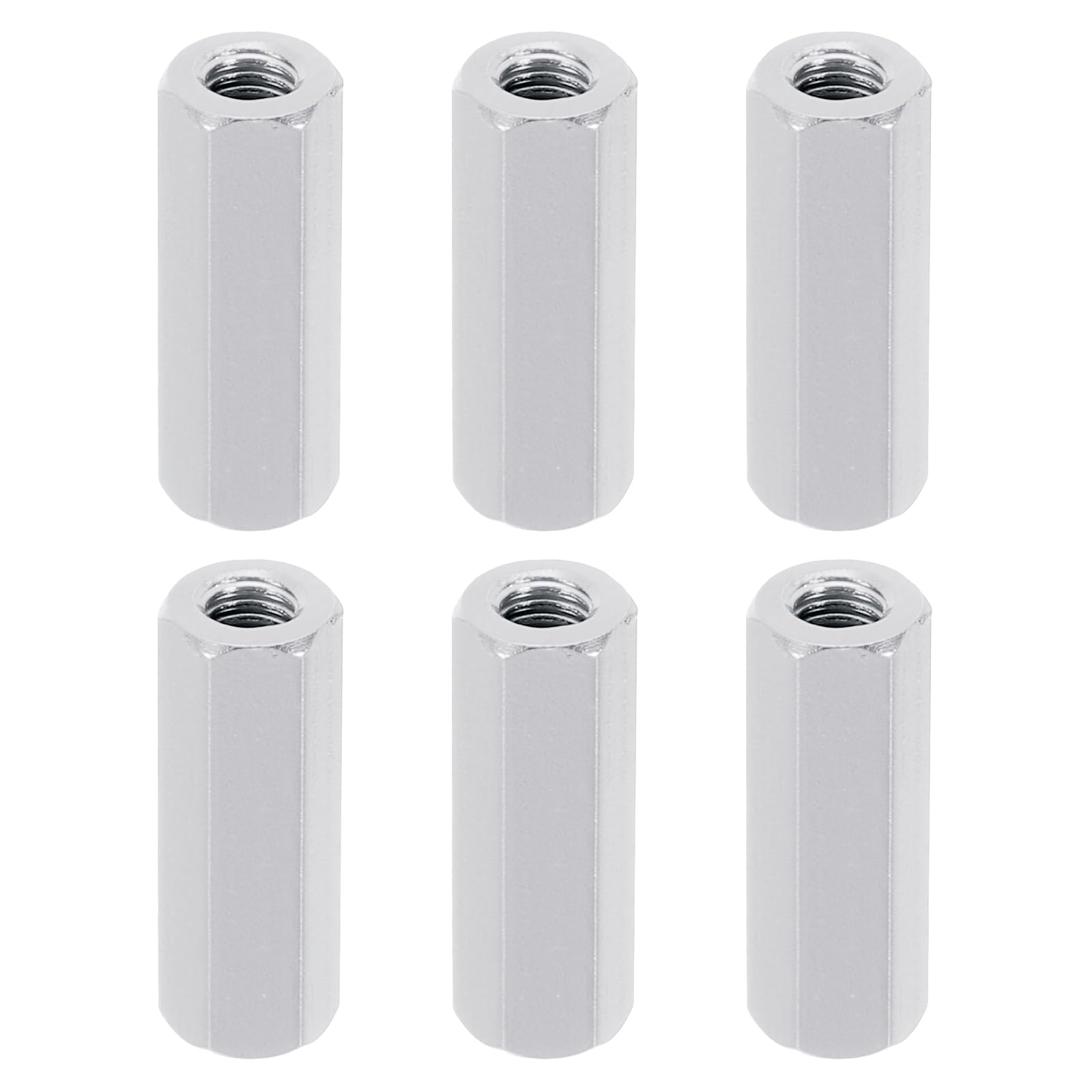 PATIKIL M3 Hex Nuts, 6pcs M3 Threaded Spacers Aluminum 18mm L Female Metal Spacer Screw Standoff for M3 Screw Bolts RC Car Drones Stacks Motherboard, Silvery