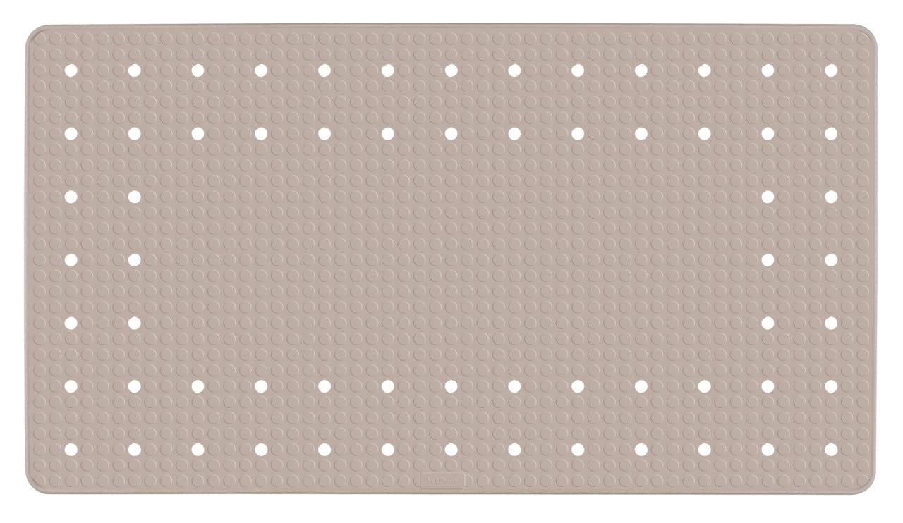 WENKO Mirasol Taupe Bath Mat - Non-Slip Bath Mat with Suction Cups, Natural Rubber, 39 x 69 cm, Taupe