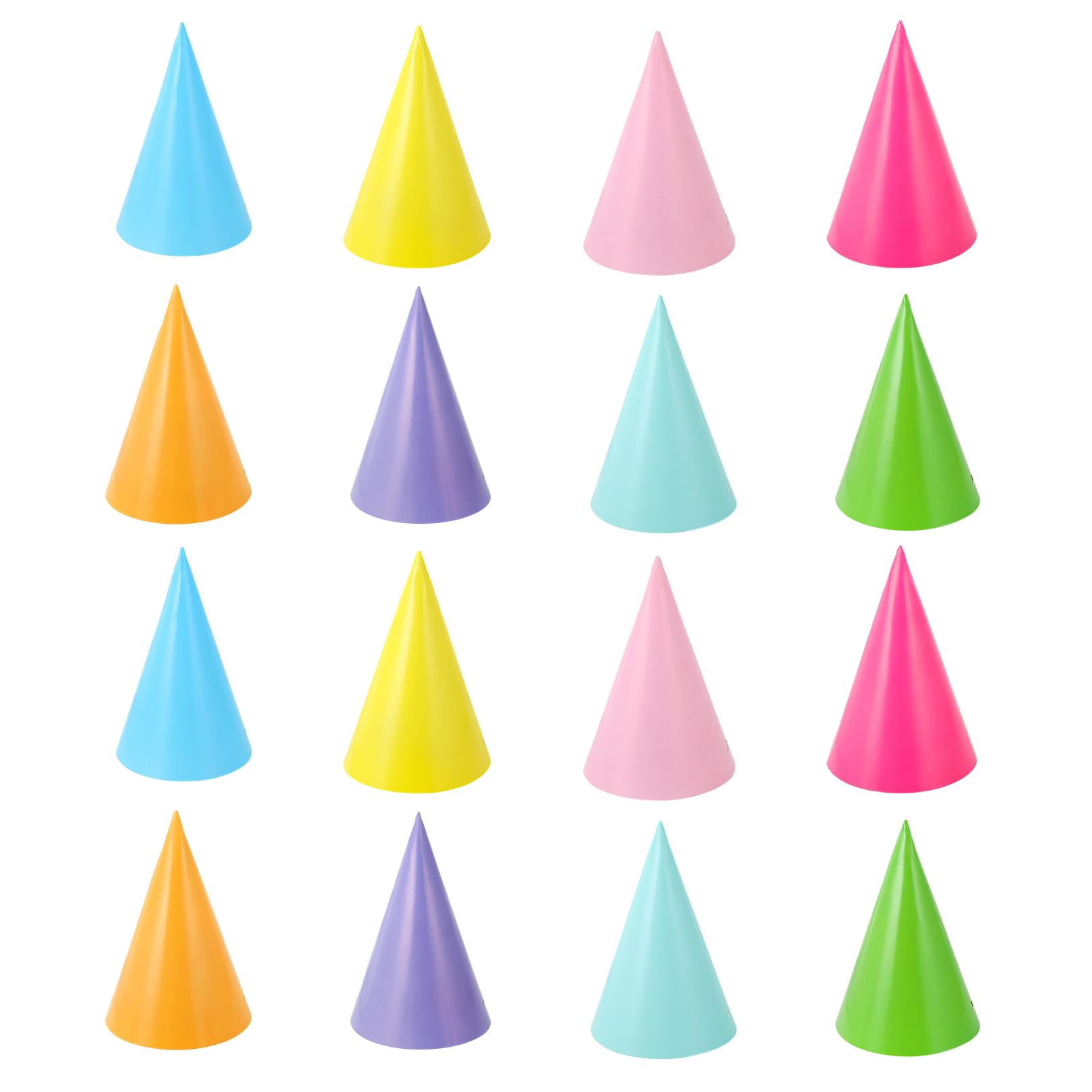 16 Pcs Birthday Party Hats Set for Kids,Adults,Colorful Cute Cake Cone Birthday Hat with Elastic Rope for Celebrations, Boys Gilrs Birthdays, and Parties