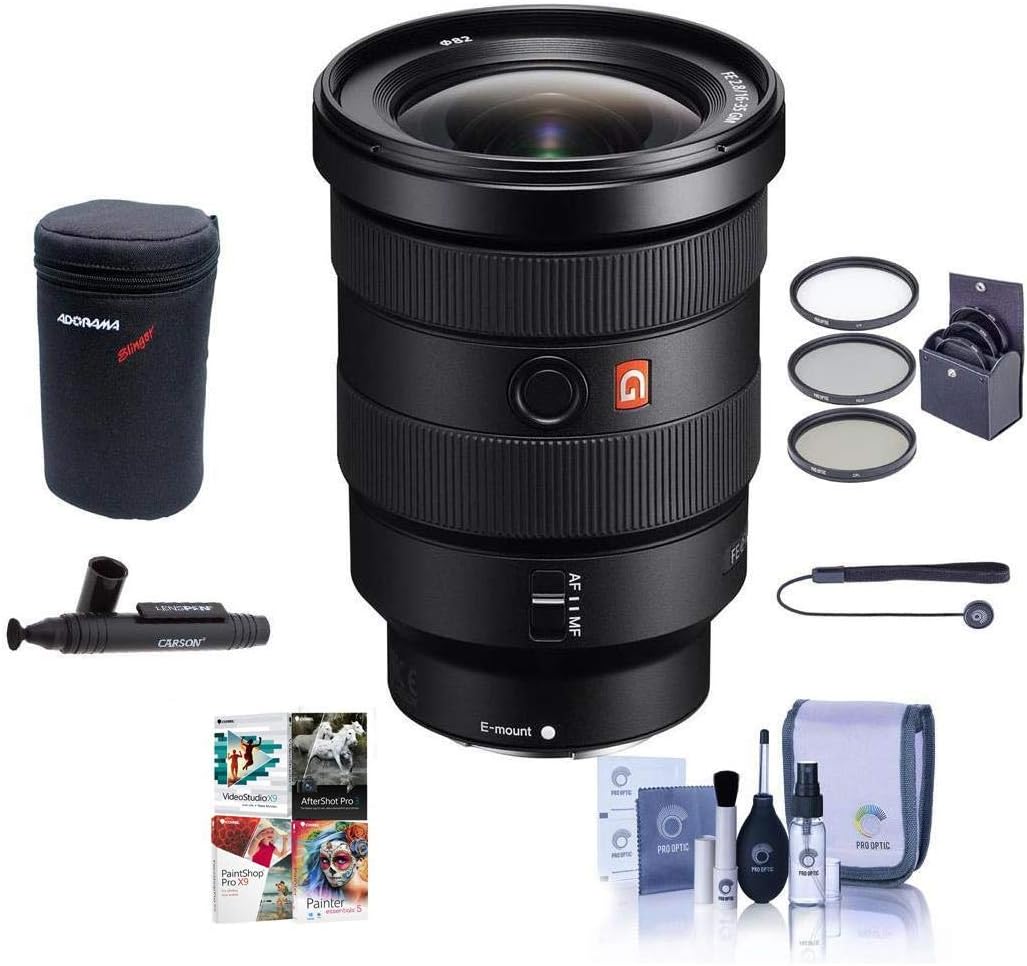 Amazon Com Sony Fe 16 35mm F 2 8 Gm G Master E Mount Lens Bundle With mm Filter Kit Lens Case Cleaning Kit Capleash Ii Lens Cleaner Pc Software Package Camera Photo