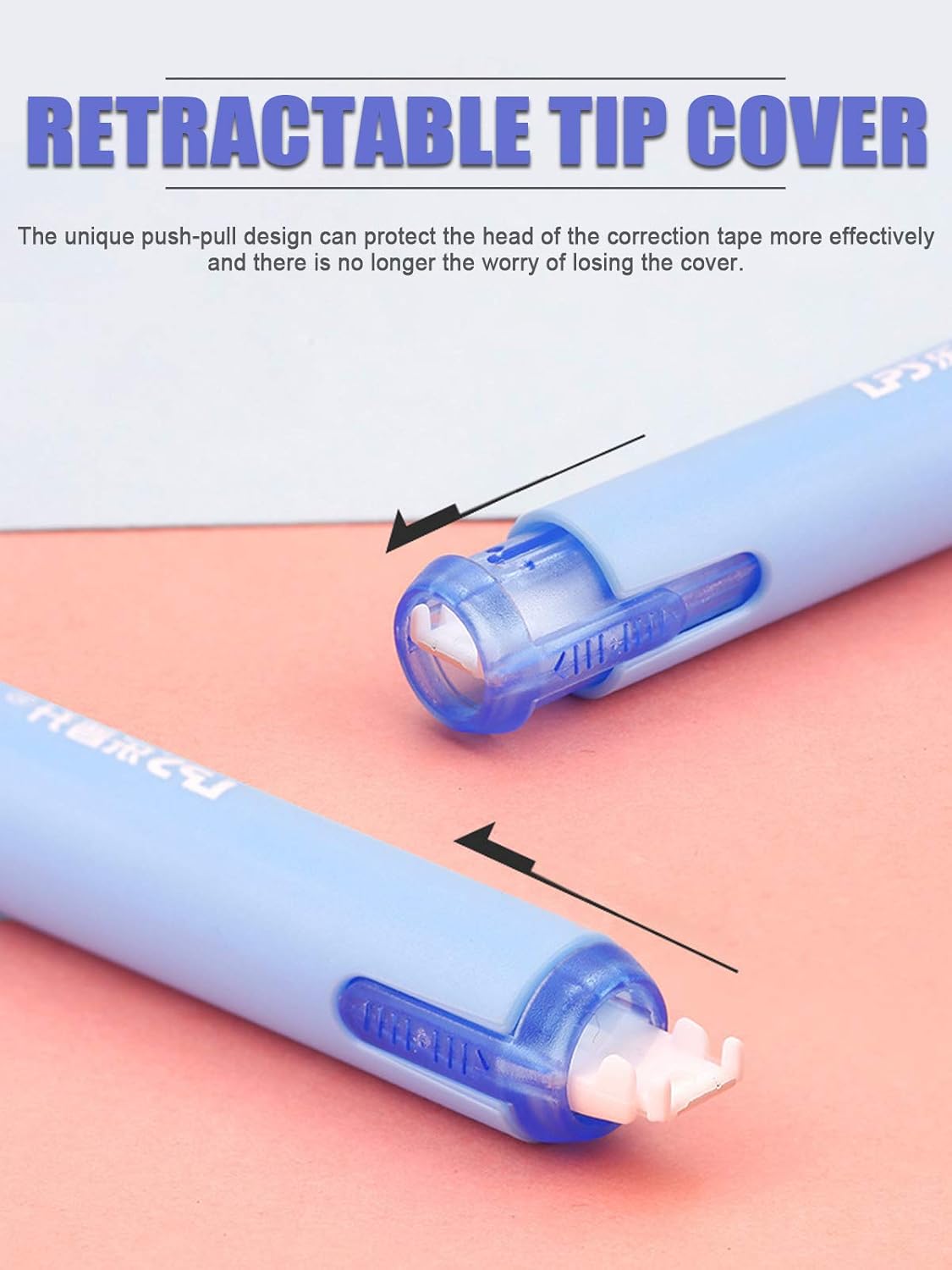 5pcs Correction Tape Pen, White, 1/5" x 236", Push-pull Protectiv : Office Products