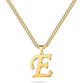 LUXEJEW Valentines Day Gifts for Him - Stainless Steel A-Z Initial Necklaces for Men Boys, Gold/Silver Cuban Link Chain Letter Pendant Necklace Jewelry Gifts 20+2 Inches