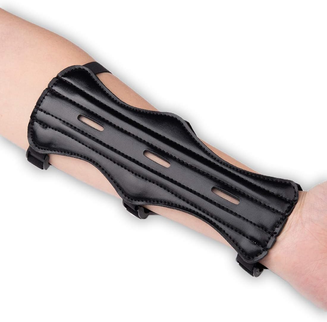 LOKHEIRA ARCHERY Archery Arm Guard, Leather Forearm Protector w/Bow Adjustable 3-Strap Buckles for Shooting Hunting Practice(1 Sets) : Sports & Outdoors