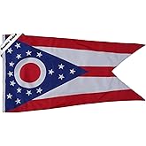 SYII Ohio State Flag 3x5 Feet, Double Sided 3 Ply Ohio Flags with 2 Brass Grommets, Heavy Duty Polyester Vivid Color Outdoor Banner