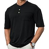Opomelo Men's Henley Short Sleeve Shirt Summer Casual Button T Shirts Lightweight Basic Pocket Tee