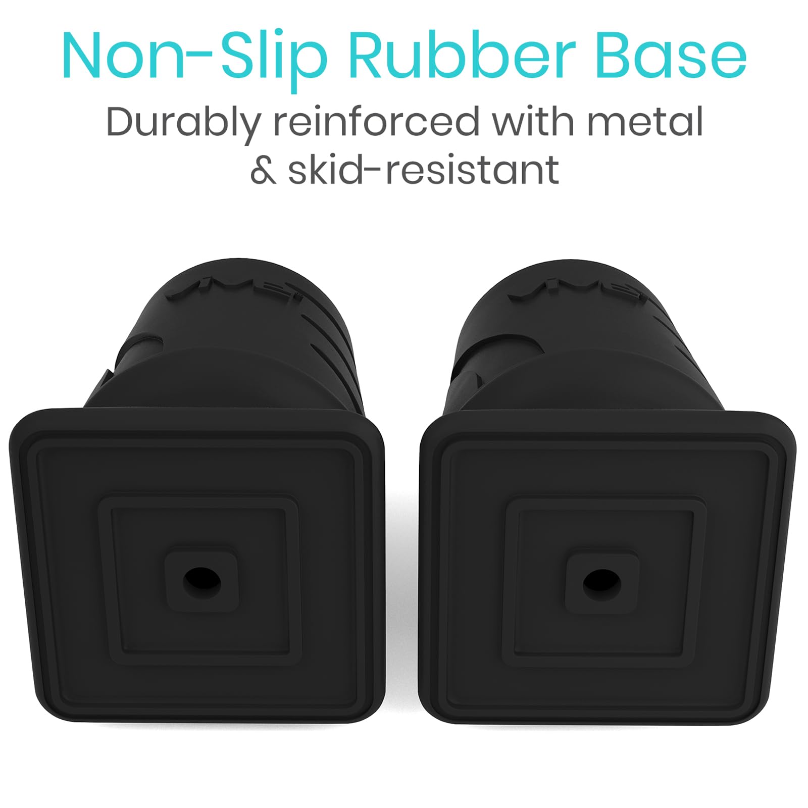 Vive Cane Tips - Rubber, Heavy Duty Replacement Attachment Feet (2 PCS) - 3/4 Inch Walking Stick Parts for Women, Men - for Walkers Crutches, Small Bottom Accessories Grip, Non Slip, Shock Absorbing