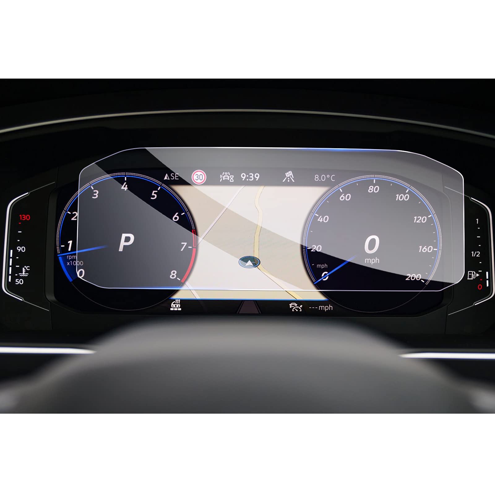 GAFAT Compatible with VW Passat B8 GTE Variant Alltrack 2019-2023 10.25" Digital Cockpit Protective Film, Tempered Glass Screen Protector for 10.25" Digital Cockpit, Shockproof, 9H Anti-Scratch
